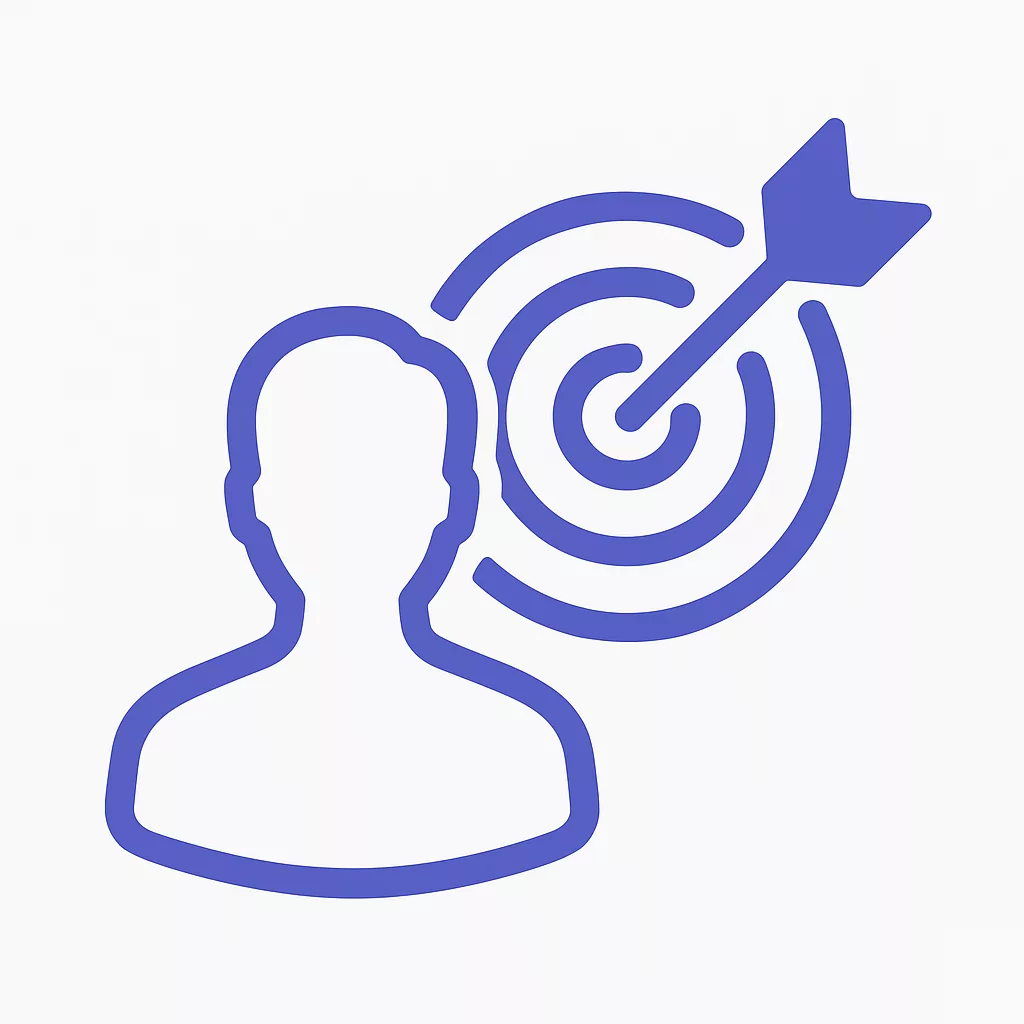 Icône avatar avec cible et flèche violet