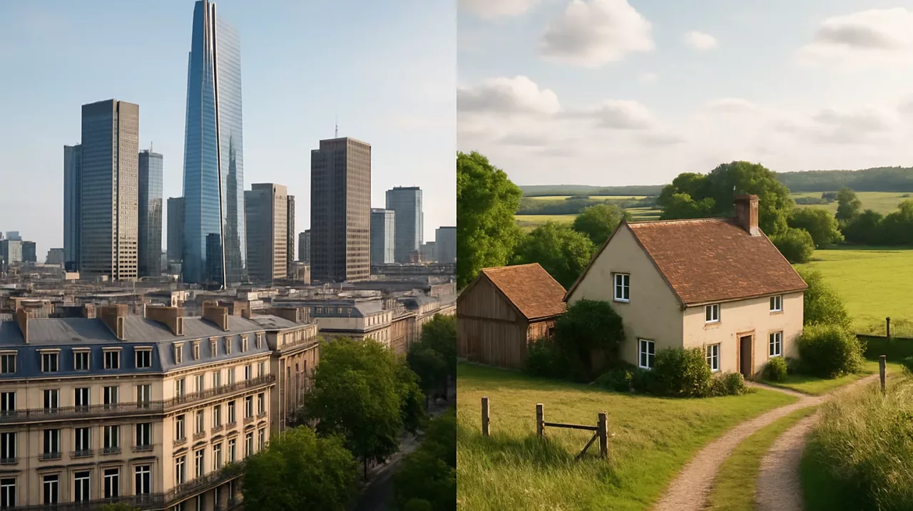 Ville ou campagne : guide 2025 pour investir selon rendement, prix et télétravail. Conseils concrets et exemples chiffrés.