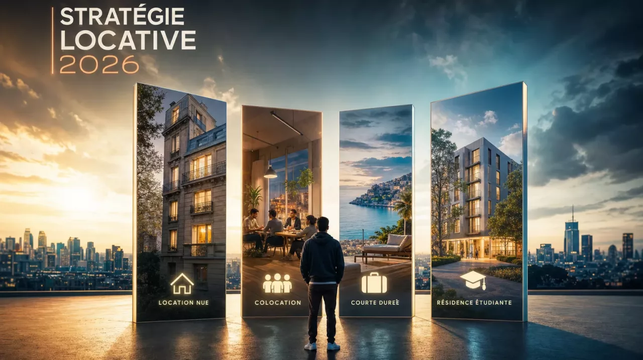 Stratégie locative 2026 : guide pour débutant — comparer nue, meublé, colocation et courte durée selon rendement, fiscalité et gestion.